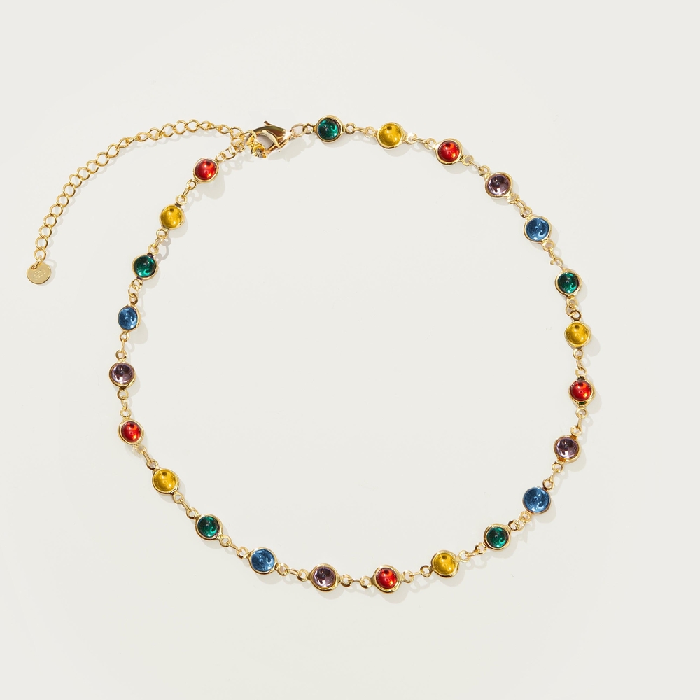 NWT - Multicolor Beaded Rainbow Infinity Choker Necklace